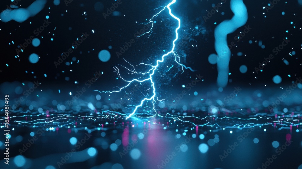 Poster lightning bolt in financial data visualization a futuristic interface displaying financial data with