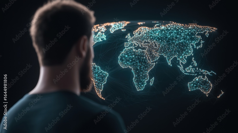 Aufkleber digital tech inspired world map an interactive world map with clickable regions and data visualizati