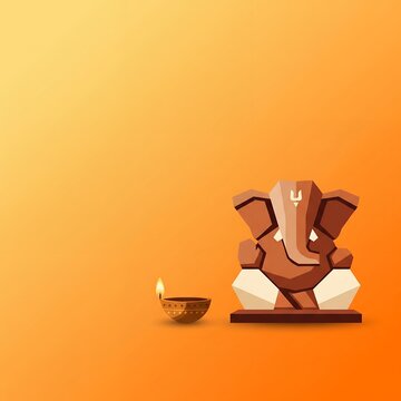 Happy Ganesh Chaturthi 2025 minimalistic poster with festive themed elements