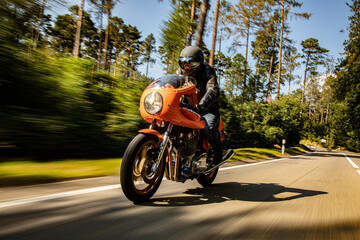 Classic Motorcyle in Motion