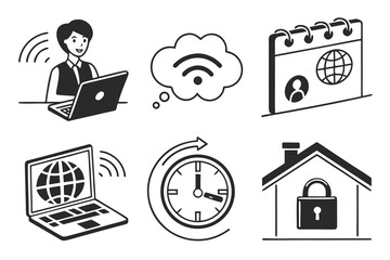 Digital Connectivity and Security Icons.