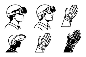 Virtual Reality Headset and Glove Icons.