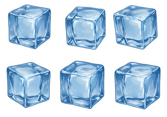 Obraz premium Six Ice Cubes A Visual Representation of Purity and Coolness isolated on transparent background
