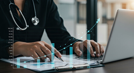 srock market employe work on laptop 