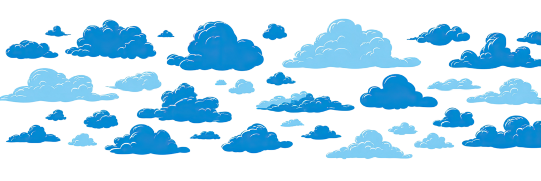 Many blue pixelated clouds