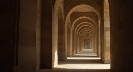 Sunlit Archway Corridor