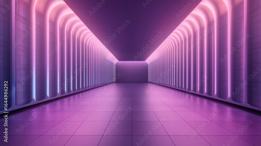Poster cyber data matrix and digital grid a server room with glowing data matrices projected onto the walls