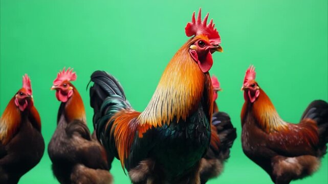 rooster standing tall on green screen 4K Videos