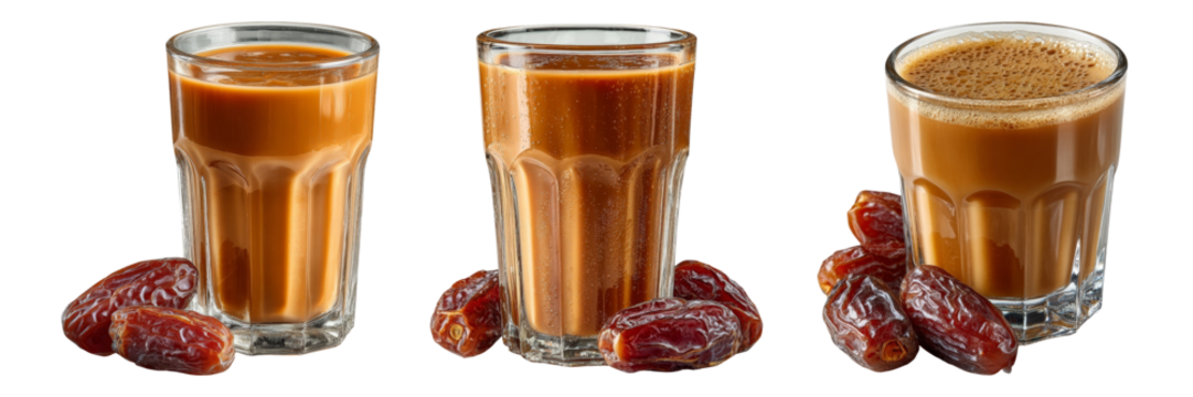 Delicious Middle Eastern Drinks with Fresh Dates in Glasses