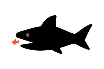 vector image of a shark eating a small fish