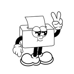Retro character design of cool tissue box outline