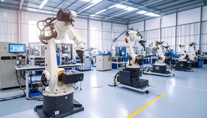 ロボットが作業をする工場　オートメーション製造現場