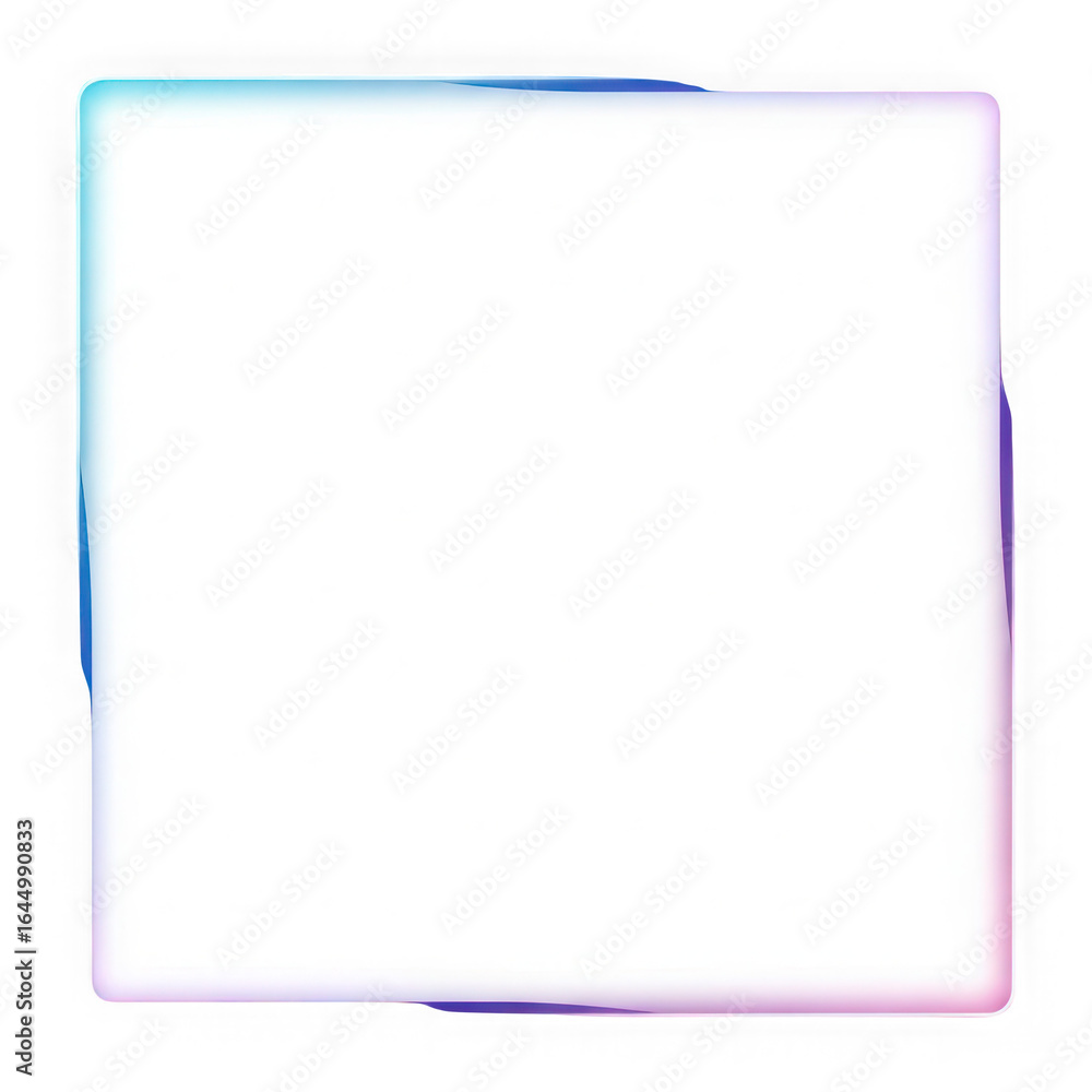 Poster photo of square frame with colorful gradient border isolated on transparent background