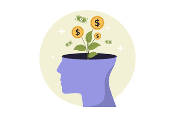 Money Mindset and Financial Growth Illustration. Vector Flat Illustration
