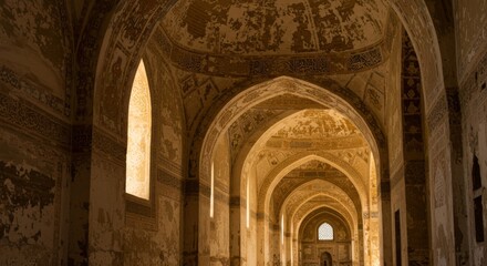 Fototapeta premium Ancient Architecture: Ornate Corridor Interior