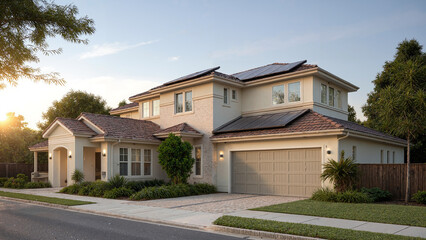 Two‑Story Suburban Family House with Front Lawn