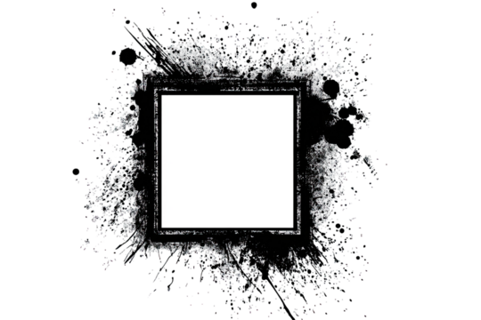 Abstract square frame with particle burst