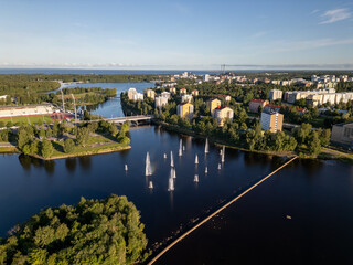 Fototapeta premium summer morning scenery in Oulu, Finland