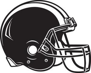 
A minimalist black and white icon of a football helmet, suitable for themes of sports, competition, and American football.