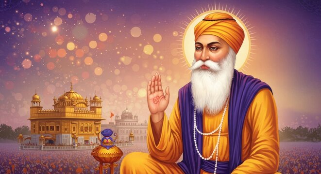 Guru Gobind Singh with Golden Temple
