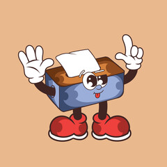 Retro character design of cute tissue box