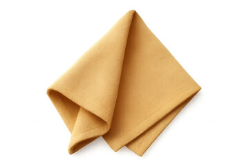 Clean, folded yellow napkin isolated on transparent background, perfect for restaurant, cafe, or dining projects