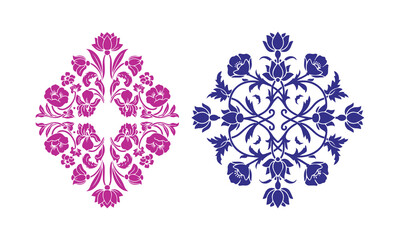 Intricate Mughal Style Flower Ornament &ndash; Vintage Decorative Artwork