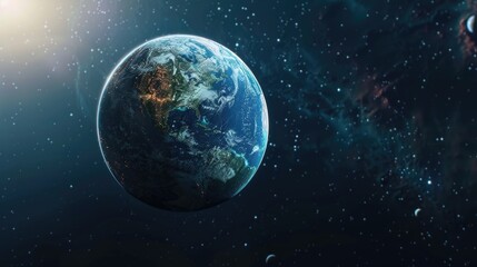 Fototapeta premium Science and Technology concept of awe and wonder at the vastness of the universe and the beauty of our planet, A close up of the Earth in the space. 