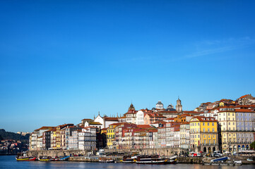 Stunning view of the Douro River and historic center of Porto, Portugal