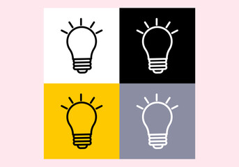 Lamp light bulb icon symbol vector illustration. Idea solution symbol isolated on background.