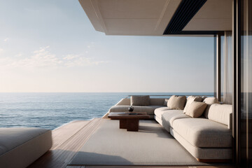 elegant interior of premium yacht designed in minimalist style showcasing beauty of simplicity