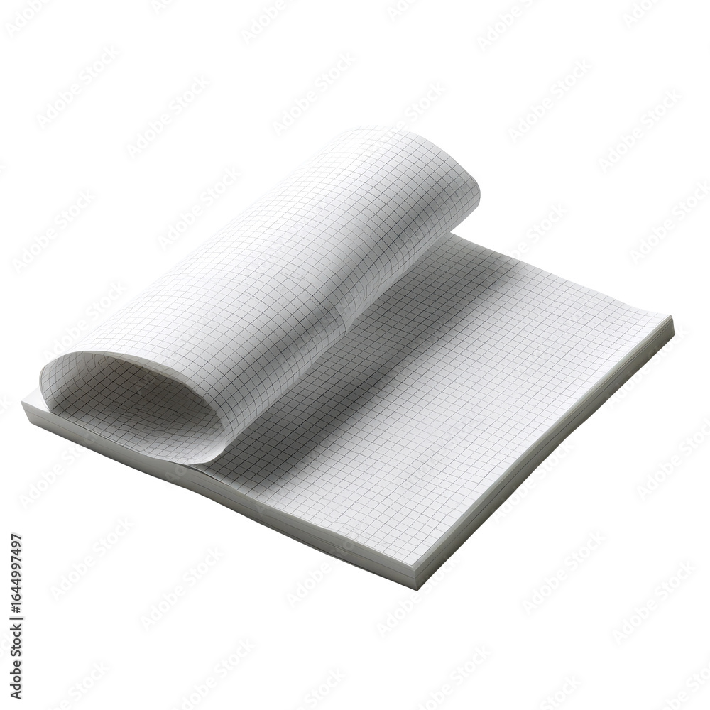 Poster graph paper pad isoleted on transparent background .