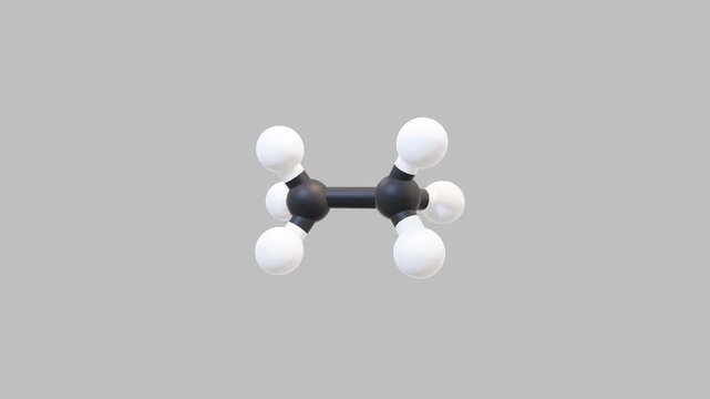 3D Animation Animated Ethane Molecular Model on a Rotating Turntable