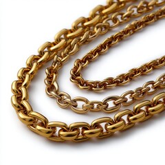 Obraz premium Thick Gold Chain Links on White Background jewelry