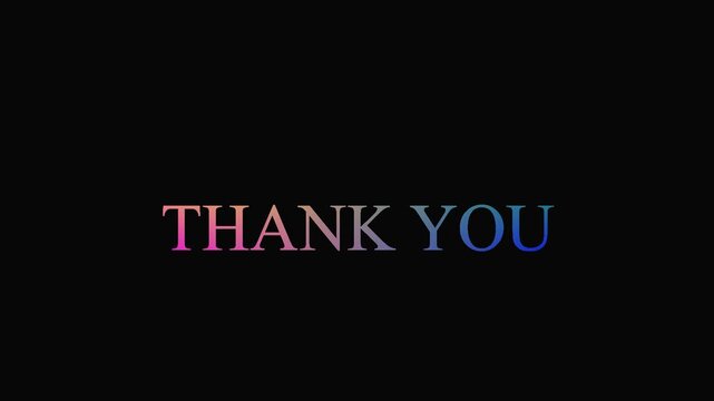 Thank you text animation gradient colors modern minimalist end screen lower thirds social media appreciation. Social media transition animated thank you text gradient colors.