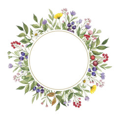 Obraz premium Floral wreath isolated on transparent background