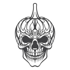 pumpkin skull  mandala arts isolated on white background