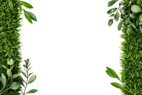 Lush green foliage framing a black background