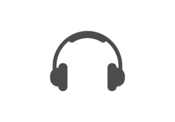 Pixel Art Headphones Minimalist Gray Headphone Icon on Black Background isolated on transparent background