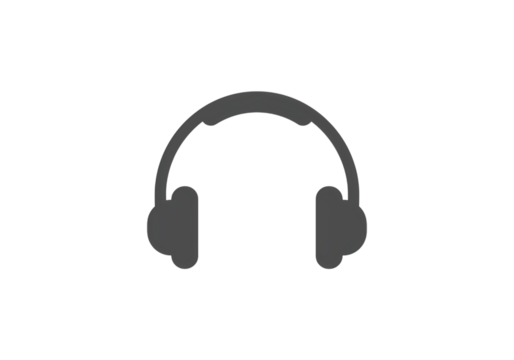 Pixel Art Headphones Minimalist Gray Headphone Icon on Black Background isolated on transparent background