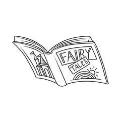 Open Fairy Tales Book with Castle and Rainbow