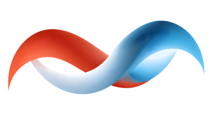 two opposing curved lines with soft overlap, balance and harmony symbol, transparent background