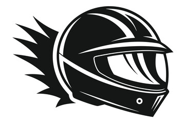 Stylish black motorcycle helmet displays sharp, dynamic lines against a crisp, clean white backdrop