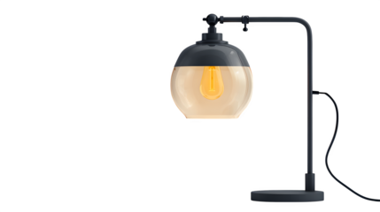 workspace lighting lamp with soft glow, desk accessory, transparent background