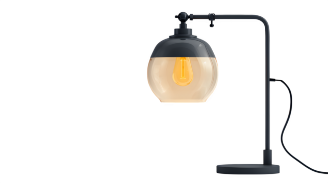 workspace lighting lamp with soft glow, desk accessory, transparent background