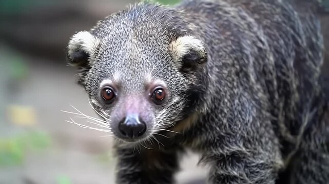 Curious Binturong (Bearcat) Portrait in Natural Setting