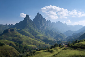 Fototapeta premium capture breathtaking beauty of world top mountains highlighting their majestic peaks and lush surroundings