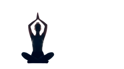 yoga pose silhouette, calm female figure, isolated on white, minimal soft shadows, wellness concept