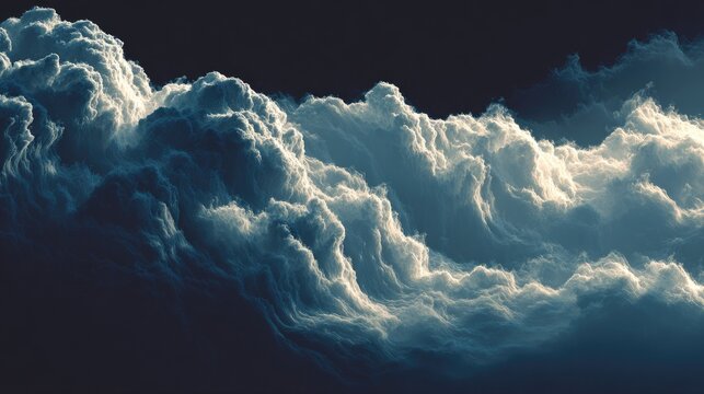Dramatic, dark clouds illuminated from behind