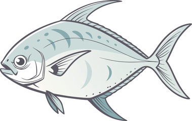 Fototapeta premium Realistic Rup Chanda Pomfret Fish Illustration. Detailed Pomfret Fish Marine Animal Design. High Quality Realistic Rup Chanda Fish Artwork. Realistic Pomfret Fish Sea Life Illustration. Rup Chanda Pom